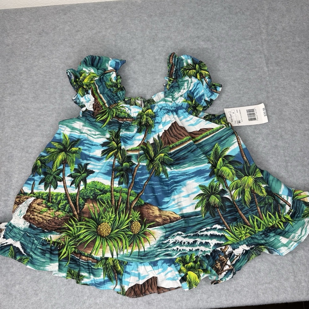 New Leí Aloha Casuals Floral Hawaiian Ruffle Top Hawaii Made Cotton Girls 3T